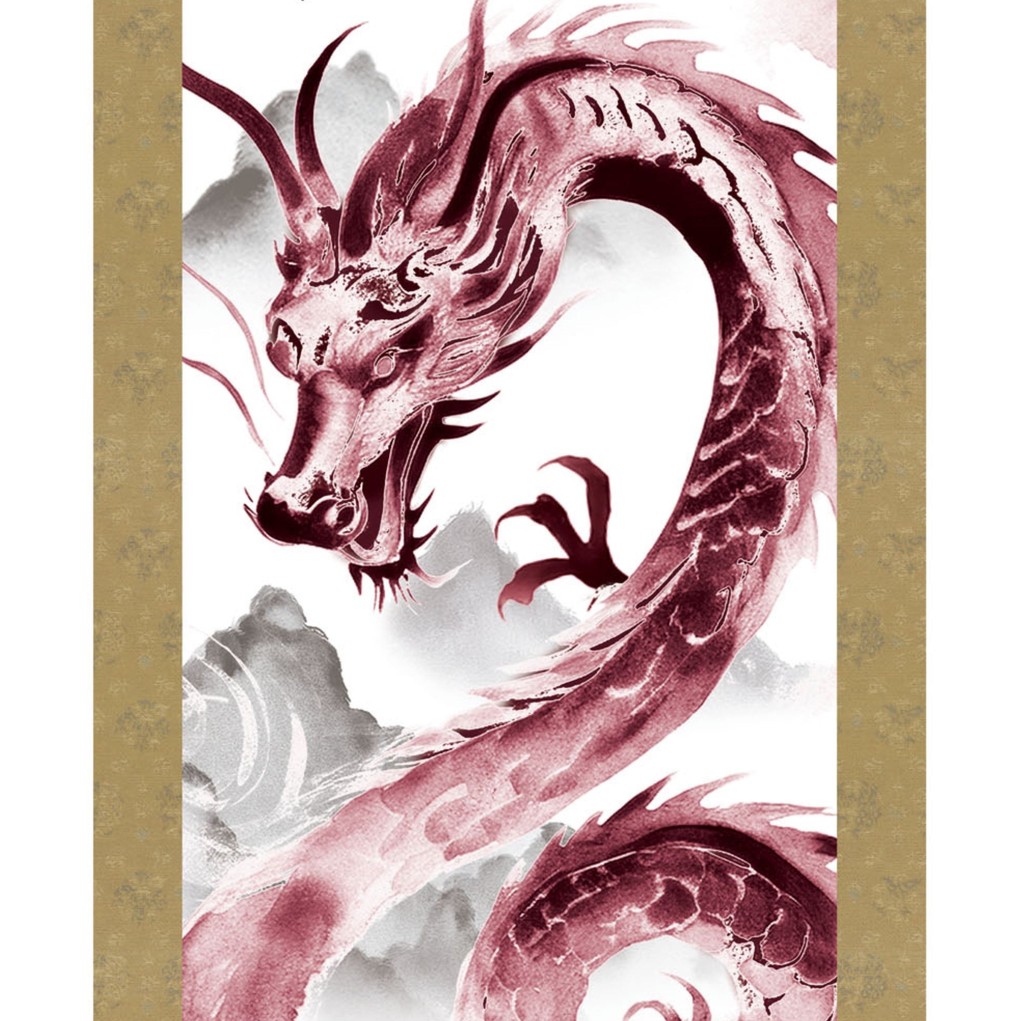 Dragon japonais Kakemono Tenture murale – Dragon rouge levant