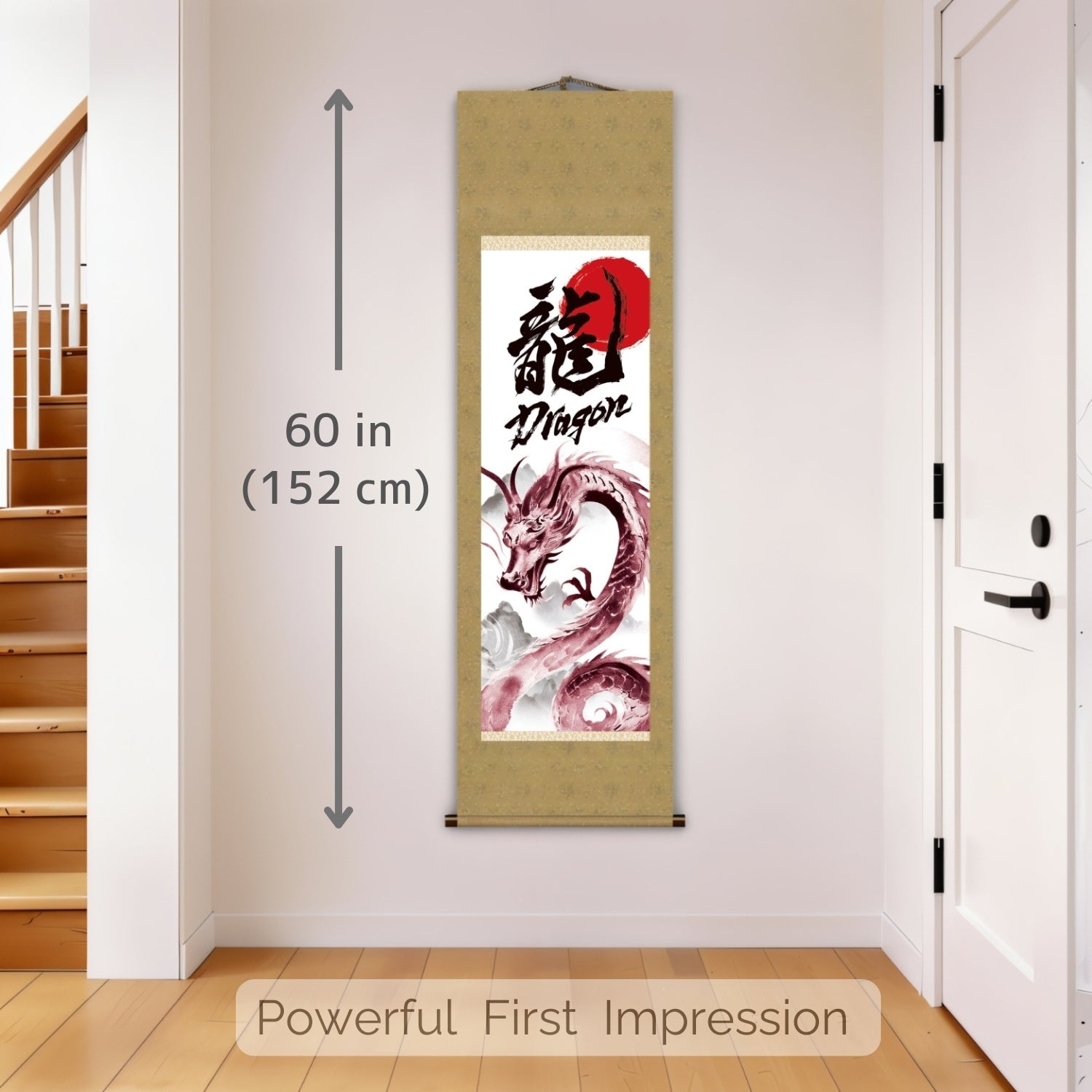 Dragon japonais Kakemono Tenture murale – Dragon rouge levant