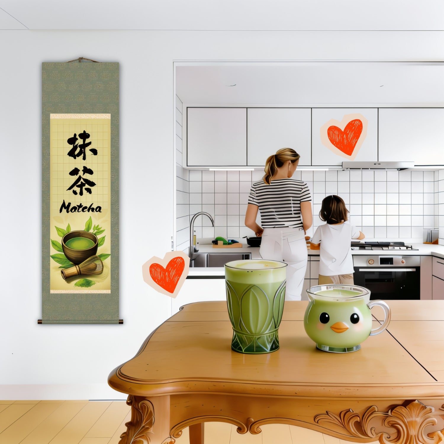 Kakemono mural japonais Matcha – Fouet à matcha et cérémonie du thé
