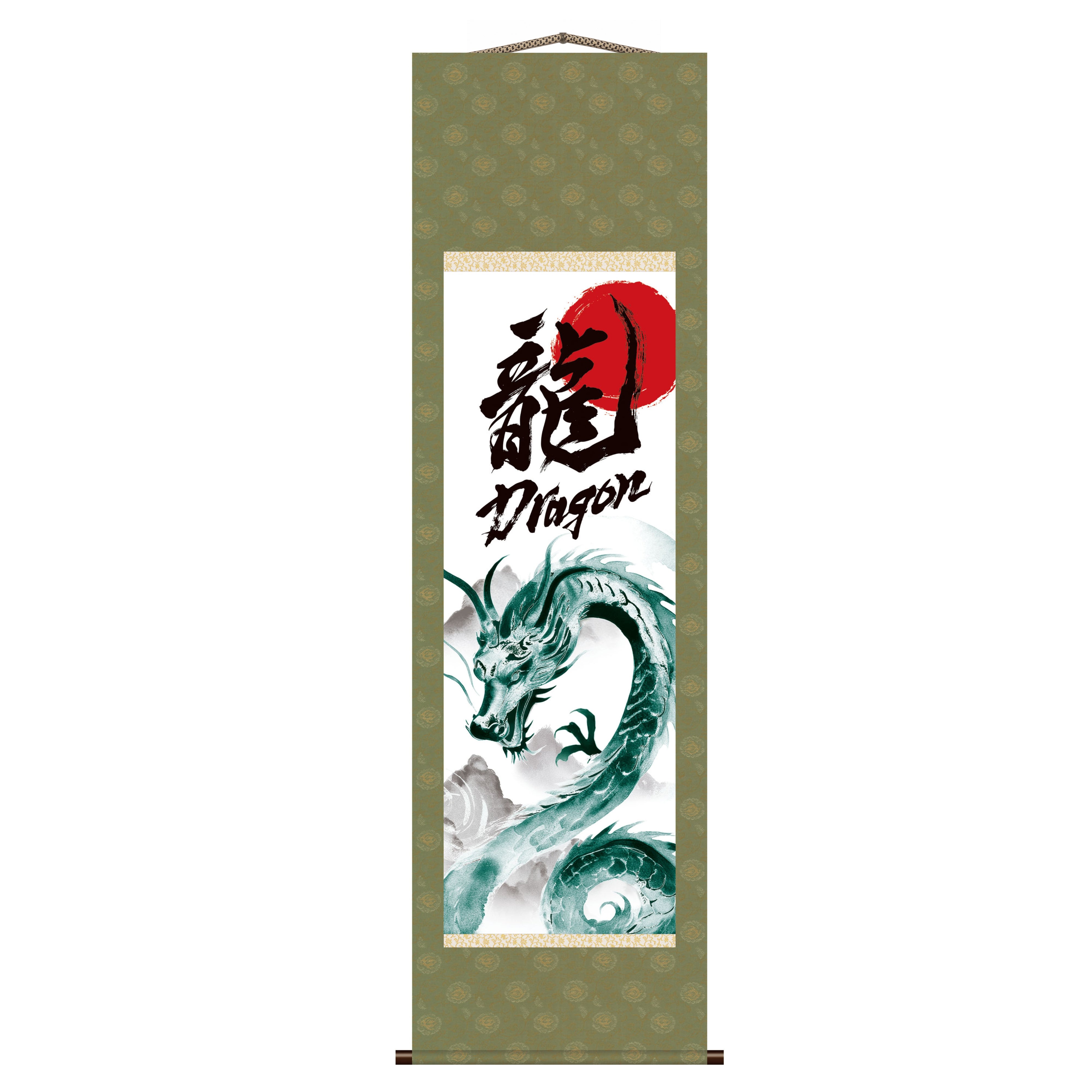 Kakemono mural Dragon japonais – Dragon vert montant 