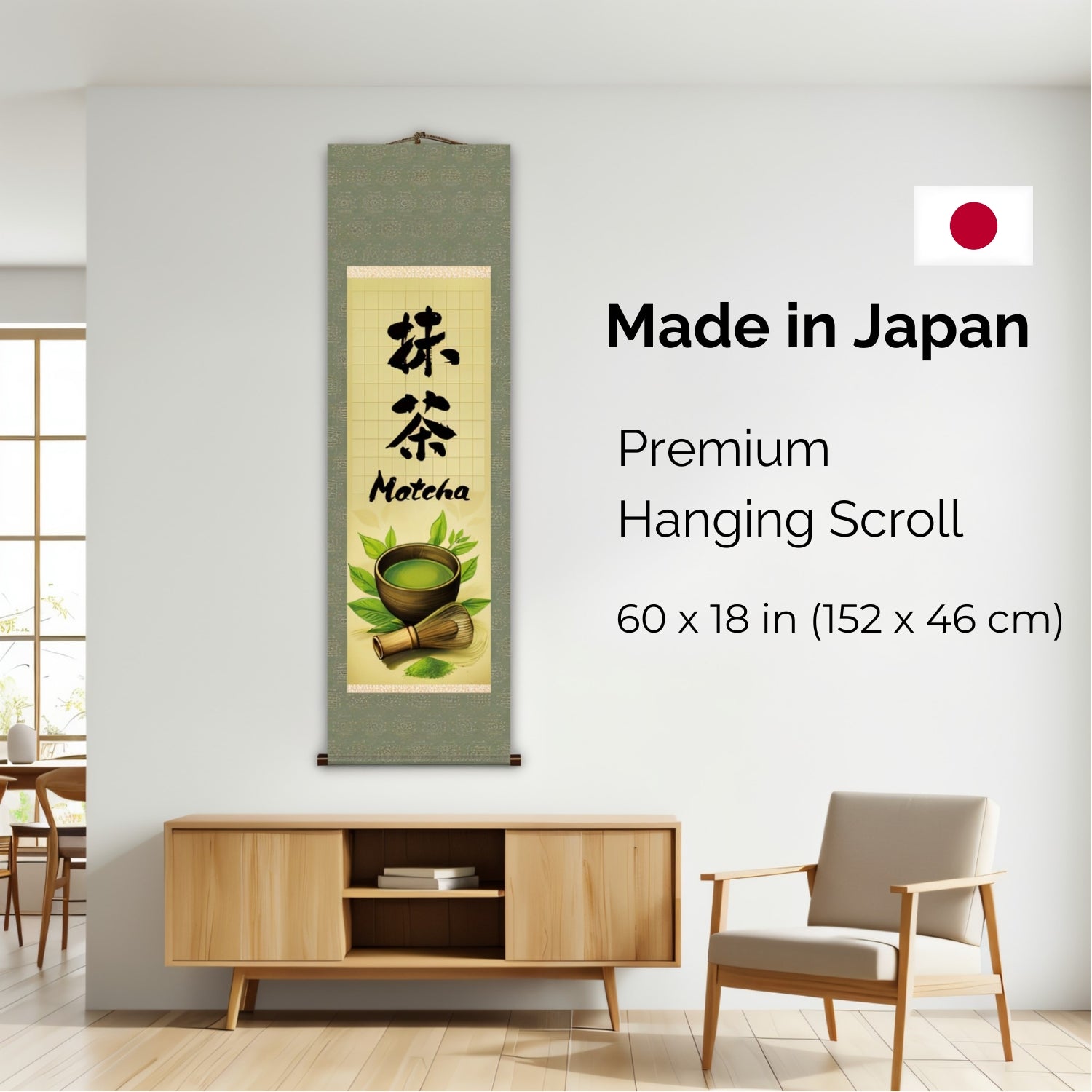 Kakemono mural japonais Matcha – Fouet à matcha et cérémonie du thé 