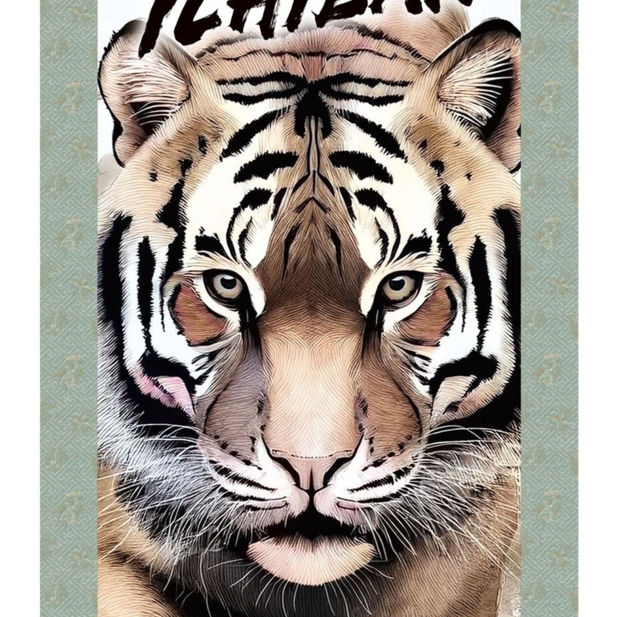 Japanese Ichiban Tiger Kakemono Wall Scroll – Powerful Tiger Portrait